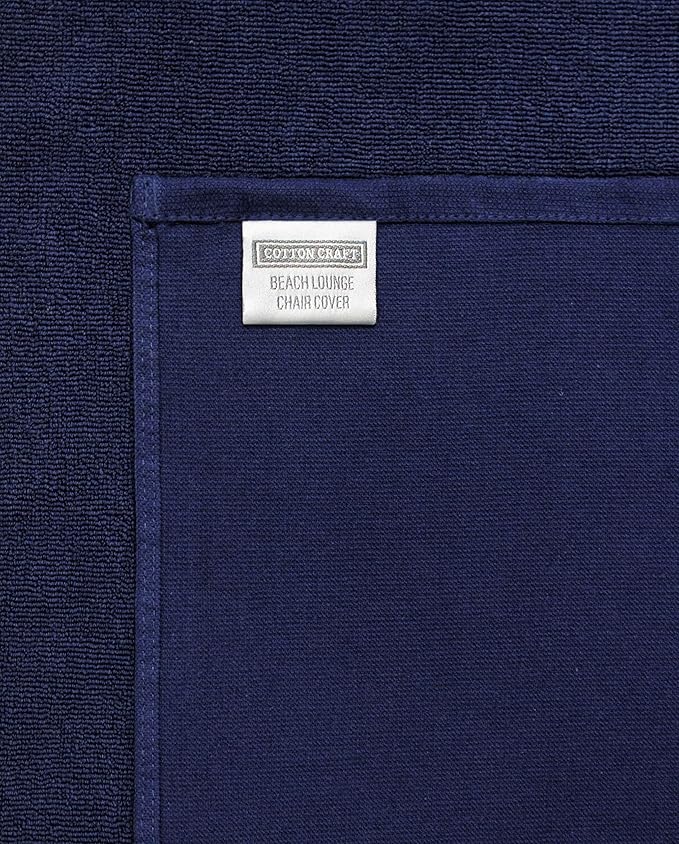 COTTON CRAFT Pool Lounge Chair Cover - 2 Pack 100% Cotton Soft Ringspun Terry Towel Chaise Patio Picnic Spa Sun Lounger Beach Lounge Chair Cover - Oversized 32 in W x 82 in L x 7 in Pocket – Navy Blue