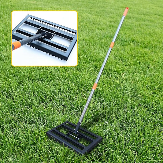 Lawn Leveling Rake 17x10 Inch, 6FT Heavy-Duty Carbon Steel Lawn Leveler – Yard Leveling Rake for Soil, Sand, Grass, Perfect for Lawn Repair, Pit Filling & Garden Maintenance