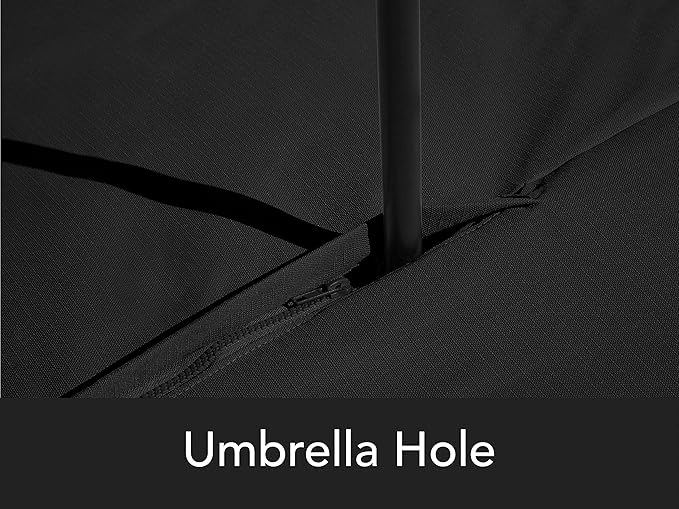 Covermates Ultima Outdoor Rectangular Dining Table & Chair Cover with Umbrella Hole – All-Weather Water-Resistant Rip-Resistant Polyester, Drawcord & Buckle Straps, 118W x 68D x 30H, Ripstop Black