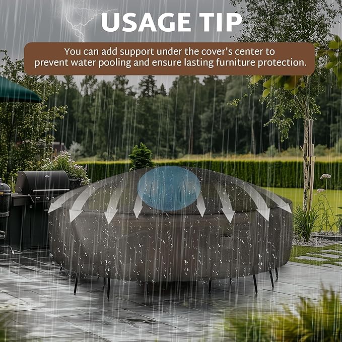 iBirdie Round Patio Furniture Cover 100 x 34 inch, Outdoor Waterproof and Weatherproof for Garden Table and Chairs, Heavy Duty 600D, fit 100, 99, 98, 97, 96, 95 Diameter