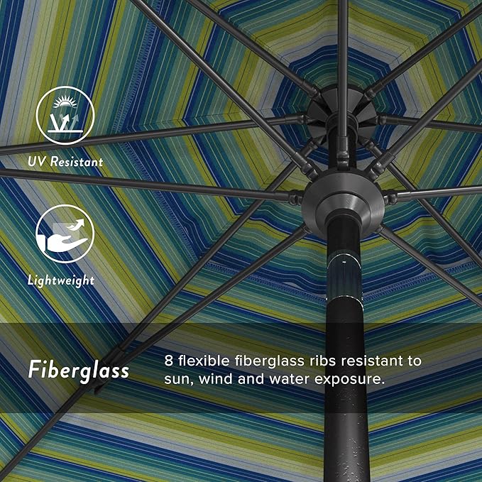 California Umbrella 9' Rd. Crank Lift, Collar Tilt, Aluminum Pole, Fiberglass Rib Patio Umbrella, Hammertone Grey Finish