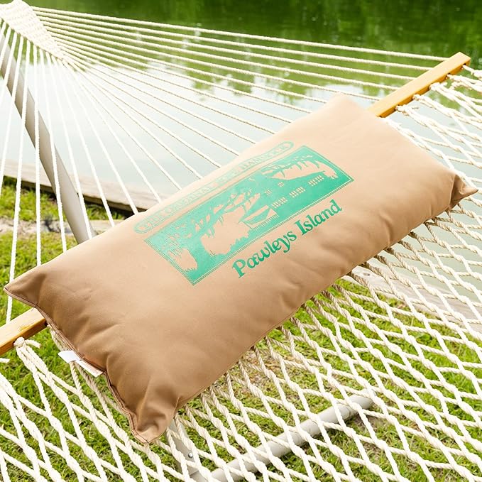 The Original Original Pawleys Island Hammock Shop - Tan Hammock Pillow, Sunbrella Fabric, Hook & Loop Fasteners, Handcrafted in The USA. 34 in x 16 in