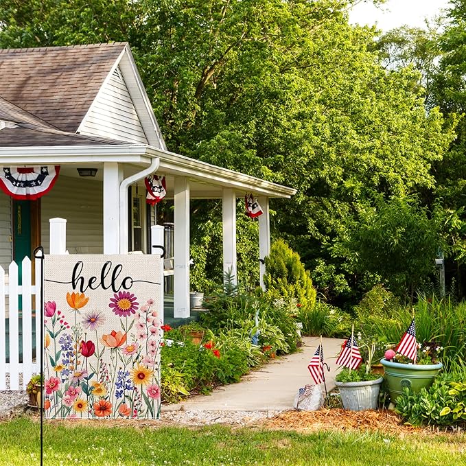 wyooxoo Spring Summer Flower Garden Flag 12x18 Inch Double Sided Vertical Welcome Garden Flag Outside Farmhouse Yard Outdoor Decoration (G)