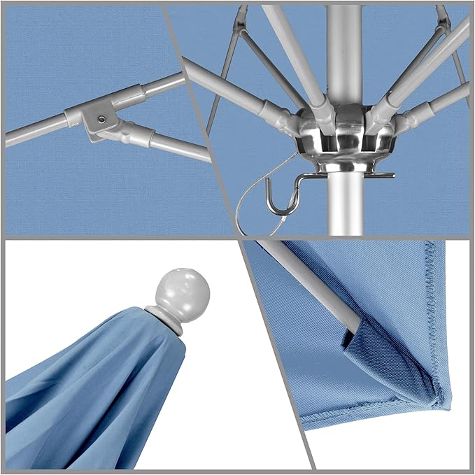 California Umbrella 7.5' Rd. Venture Series Contract Grade Patio Umbrella, Push Open Pin Stop, Silver Finish, Solution Dyed Capri