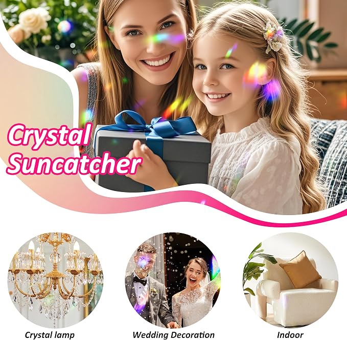 10pcs Crystal Sun Catcher Hanging Prisms Pendants for Windows & Lamps Decor | Crystal Sun Catcher, 38mm Hanging Crystal, Chandelier Parts, Prism Pendants with Hook, Crystal Christmas Ornaments Home Decor