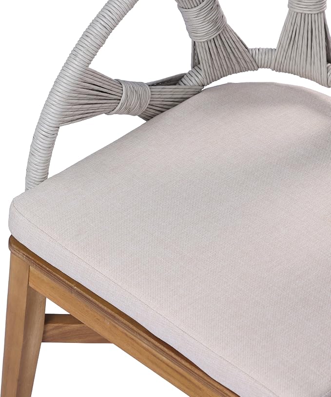 Christopher Knight Home para Acacia Wood Patio Dining Set with Bench, Solid Wood Outdoor Dining Table Set for 6, Outdoor Dining Set with Water-Resistant Cushion, Teak+Beige+Grey