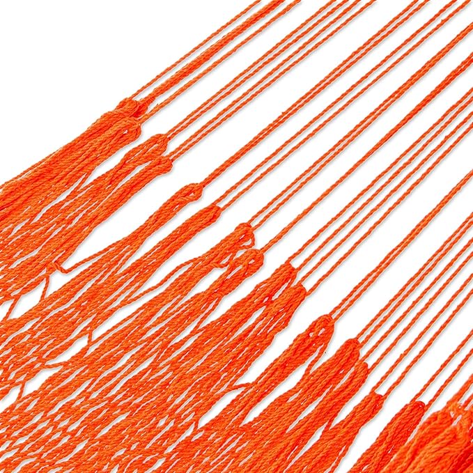 Novica Handmade Veranda in Orange Cotton Rope Hammock (Single)