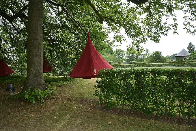 Vivere Double Cacoon Hanging Chair Indoor/Outdoor Polyester Canvas Hammock, Red