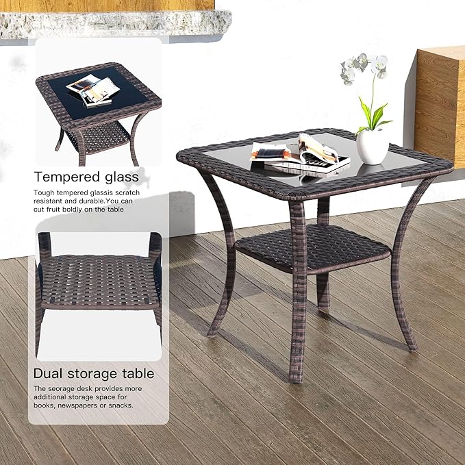 Kullavik 3 Pieces Patio Furniture Set,Outdoor Swivel Glider Rocking Chairs Set,Front Porch Furniture Patio Conversation Sets with Side Table for Balcony Deck Backyard,Grey