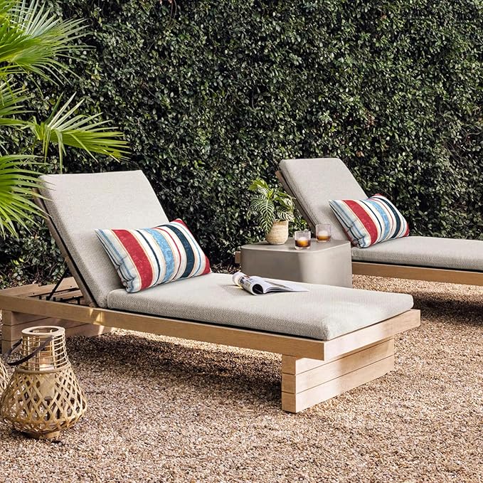 DYTXIII Pack of 2 Waterproof Outdoor Lumbar Pillow with Inserts, 12x20 in Rectangle Decorative Patio Throw Pillow for Home, Sofa,Bench and Patio Furniture, Stripe Red Blue