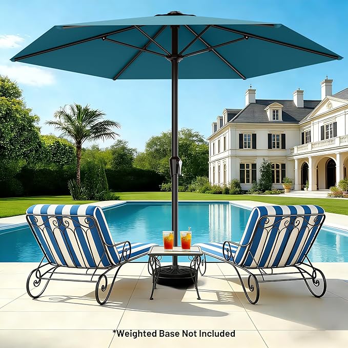 AreShark 11 FT Patio Umbrella for Outdoor, Outdoor Table Umbrella with Push Button Tilt and Crank, Outdoor Patio Umbrellas with 6 Sturdy Ribs, Patio Umbrellas for Market, Garden, Pool (Lake Blue)
