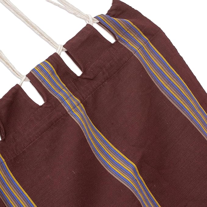 NOVICA Brown Cotton and Fabric Woven Hammock, 'Coffee Break' (Single)