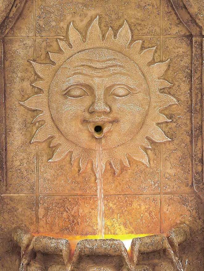 Sun Villa 37" High Large Italian Outdoor Decor Faux Stone Floor Fountain with Light LED Standing Waterfall Tiered Cascading Water Feature for Outside Garden Patio Yard Backyard Porch - John Timberland