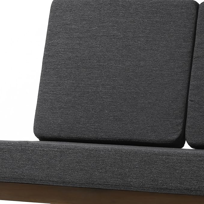 4 Piece Wood Outdoor Patio Frutnire Set, 4 Seater Patio Conversation Sets with Thick Cushions, Outdoor Sectional Furniture with Coffee Table - Dark Gray
