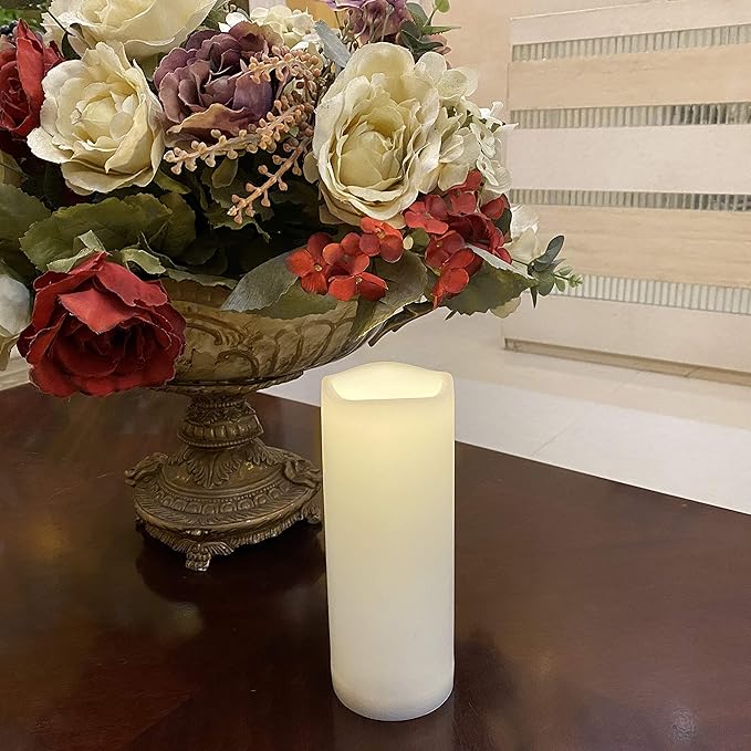 Waterproof Outdoor Flameless Pillar Candle with Timer Battery Operated Electric LED Candle Set for Gift Home Décor Party Wedding Supplies Garden Halloween Christmas Decoration, 1 Pack, 3” x 8”