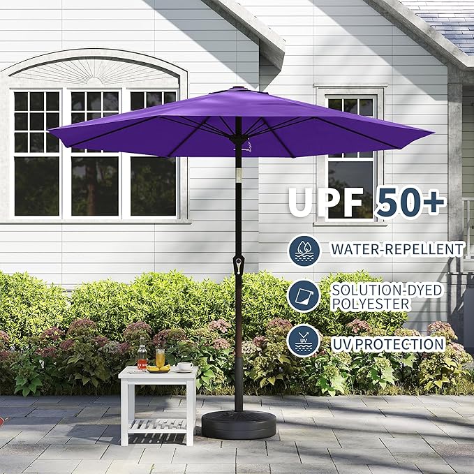 PatioKingdom 11FT Patio Umbrella,Outdoor Umbrella with Push Button Tilt and Crank,Market Table Umbrella with 8 Sturdy Fiberglass Ribs UV Protection