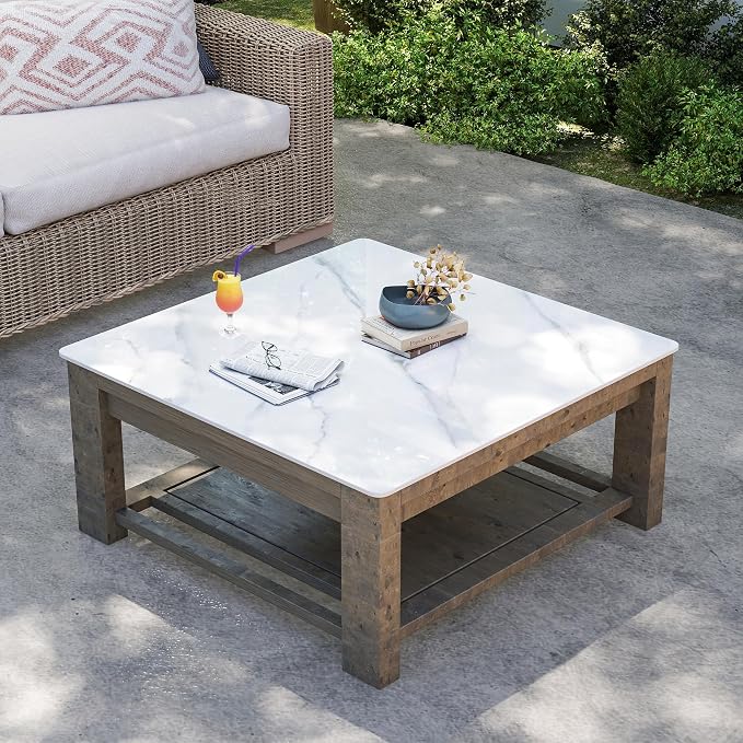39.3" Sintered Stone Square Table Top - Durable Replacement Desktop for Dining Table, Indoor/Outdoor All-Season Use in Home, Office, Pub.