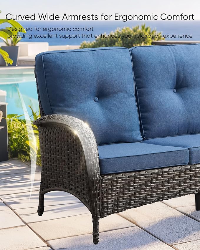 HUMMUH Patio Furniture Set -10 Piece Outdoor Furniture Set with Fire Pit Swivel Rocker Chairs for Porch,Backyard,Poolside
