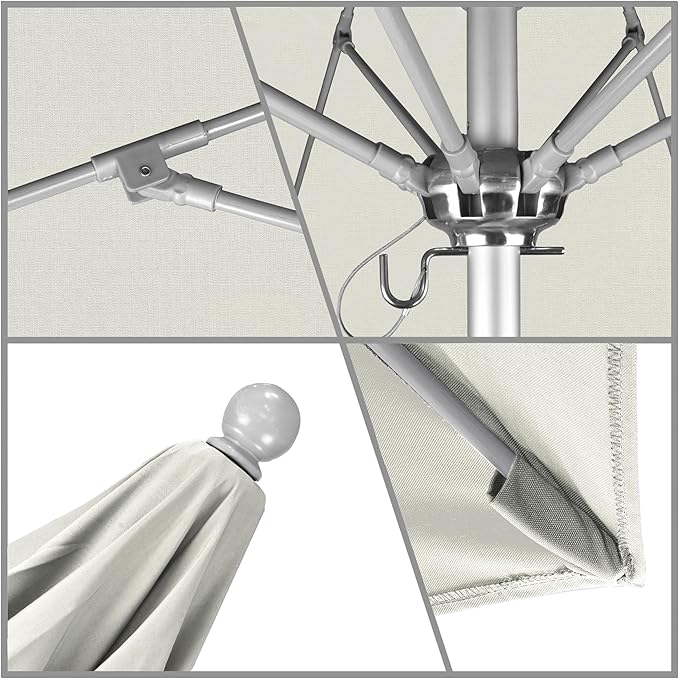 California Umbrella 7.5' Rd. Venture Series Contract Grade Patio Umbrella, Push Open Pin Stop, Silver Finish, Solution Dyed Canvas