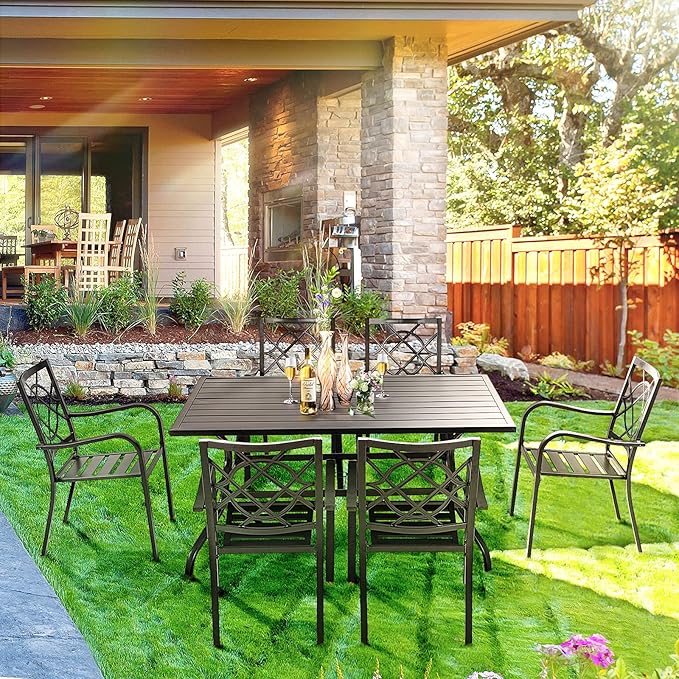 4 Pieces Outdoor Dining Chairs, Patio Bistro Wrought Iron Stackable Chairs with Armrest for Garden, Porch, Backyard, Black - Supports 250 lbs