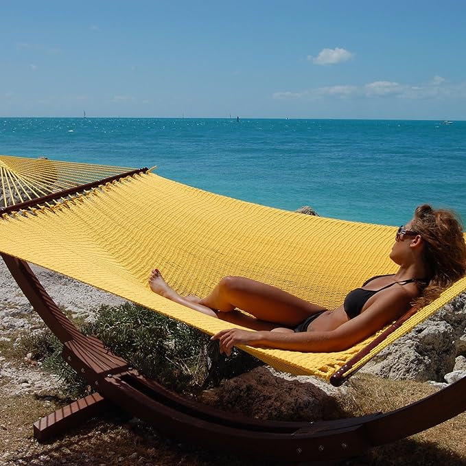 Jumbo Caribbean Hammock - 55 Inch - Soft-Spun Polyester - Yellow
