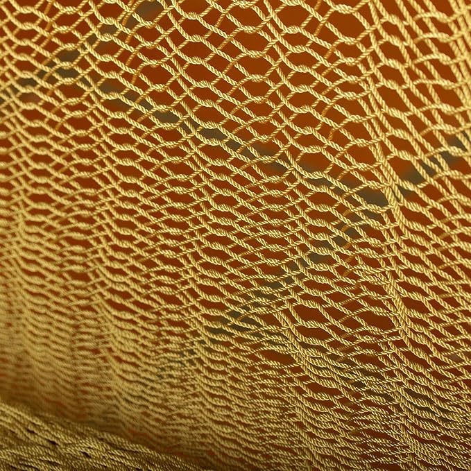 NOVICA Beige Hand Woven Nylon Mayan 2 Person XL Rope Hammock with Hanging Accessories, 'Bronze Sun' (Double)
