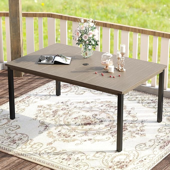 VICLLAX Patio Dining Set for 6-63" Rectangle Table & Cushioned Seats