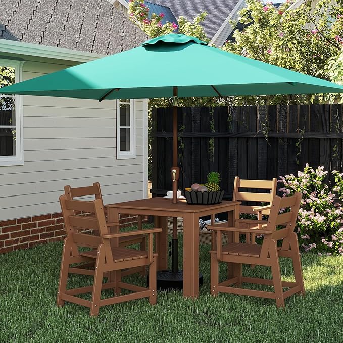 BRIOPAWS 6.5X10 FT Rectangular Patio Umbrella with Base Included | Rectangle Outdoor Umbrellas | 6 Sturdy Steel Ribs | Push Button Tilt & Crank | Heavy Duty for Garden Lawn Deck Backyard Pool |