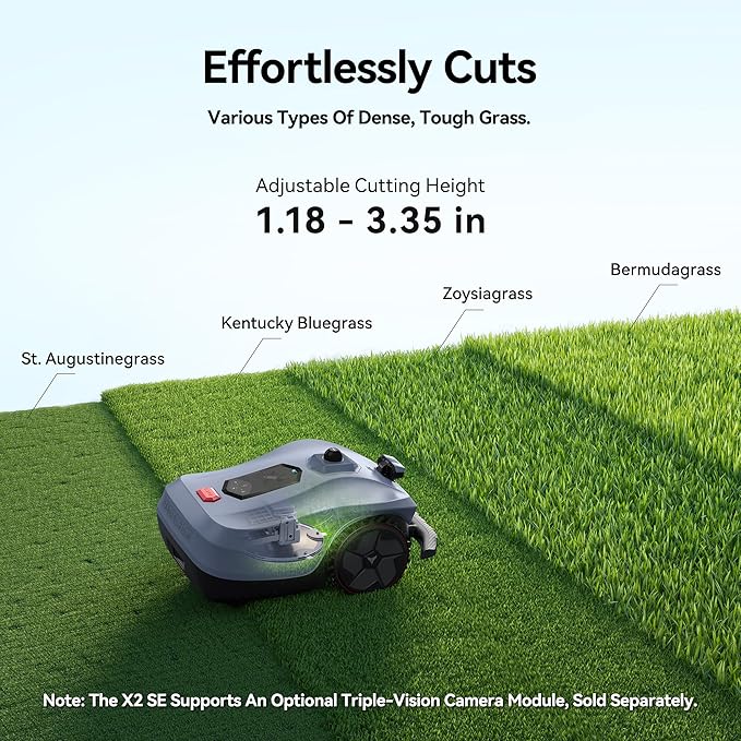 Neomow X2 SE 360° 3D LiDAR Robot Lawn Mower, Wire Free for 0.75 Acre, No RTK Antenna, 4G App Control, GPS Anti-Theft, 13Ah, IPX6, Support Upgrade AI Bionic Triple Vision Module for Auto-Mapping