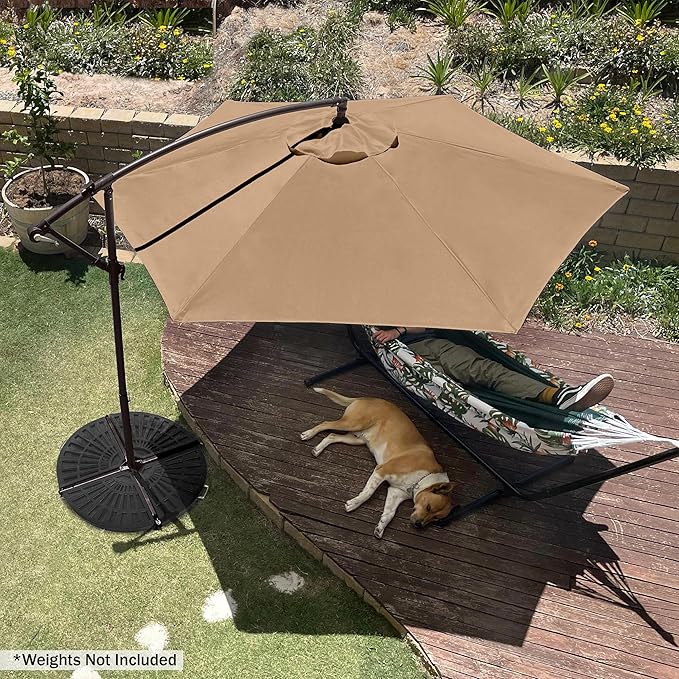 10 Ft Offset Cantilever Patio Umbrella - Fade-Resistant Shade Umbrella Outdoor Patio Canopy with Cross Base for Garden, Lawn, Deck, Yard or Pool by Pure Garden