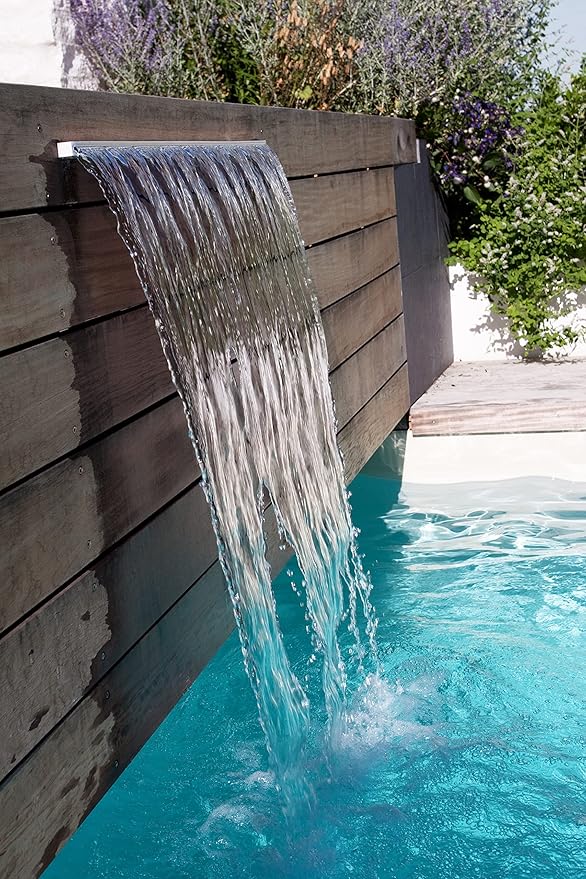 Tomaso 24" ABS Waterfall Cascading Sheer Descent Water Feature Spillway Pool Spa Wall Mount - Gray Plastic (24")