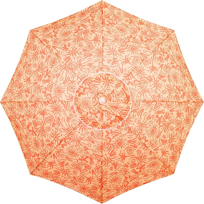 Business & Pleasure Co. Margaritaville Manana Umbrella - 6.5' Beach Umbrella Sand Anchor, 7' Tall Telescopic Aluminum Pole, UPF 50+