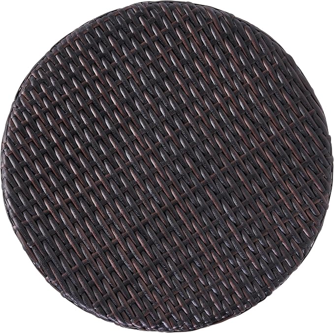 Barrel Side Table 17.5" – No Assembly Outdoor Wicker End Table, Round PE Rattan Accent Table for Patio Backyard Balcony Deck Garden, Brown