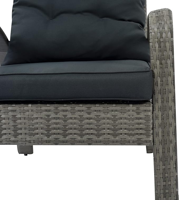 4-Piece Sectional Rattan Patio Furniture Set, All-Weather PE Wicker Sofa Set, Outdoor Patio Conversation Set with Tempered Glass Storage Coffee Table for Backyard, Poolside