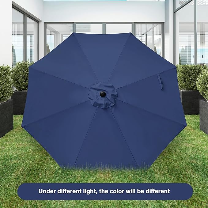 Simple Deluxe Patio Umbrella Outdoor, UV Protection Sunshade with Push Button Tilt/Crank and 8 Sturdy Ribs, for Table Garden Lawn Beach Pool