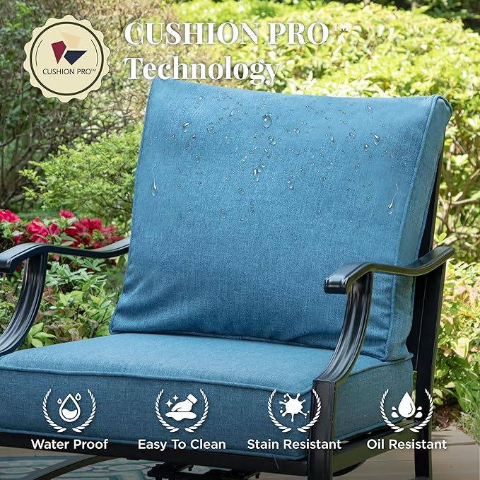 Patio Furniture Set 6 pcs, Outdoor Patio Furniture, 1 X 3-Seat Sofa, 2 X Single Chairs, 2 X Swivel Chairs, 1 X Coffee Table and 5.75" Extra Thick Cushion, Patio Conversation Set,Navy Blue