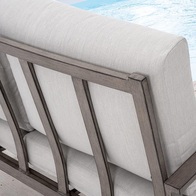 HAPPATIO 6 Piece Aluminum Patio Furniture Set, Outdoor Swivel Armchairs with Ottomans and Loveseat, All-Weather Outdoor Sectional Sofa with Comfortable Cushions and Coffee Table(Gray)