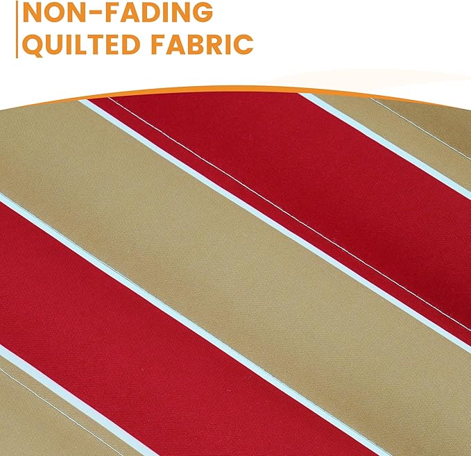 Lazy Daze Hammocks Hammock Quilted Fabric with Pillow for Two Person Double Size Spreader Bar Heavy Duty Stylish, Red & Tan Stripe