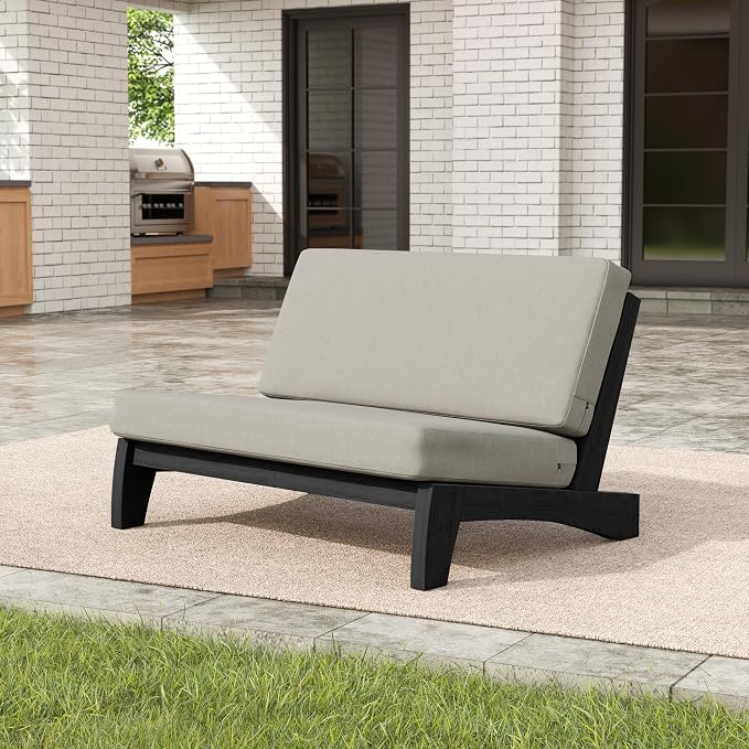 Pia Ricoo 4 Piece Patio Furniture Sets, Outdoor Furniture with 2 Chairs & Coffee Table, Patio Conversation Set for Backyard, Deck, Lawn, Light Camel Cushion, Dark Wood