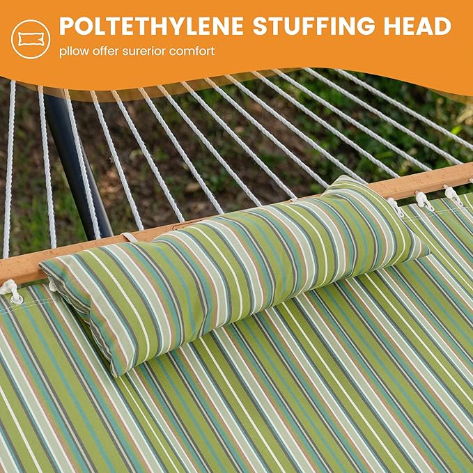 Lazy Daze Hammocks 12 FT Sunbrella Fabric Hammock not Fading with Spreader Bars and Free Pillow Fits for 2 Persons, All Weather and Fade Resistant, 450 lbs Capacity, Foster Surfside with RAIN Finish