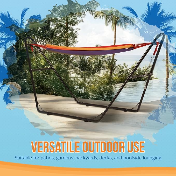Outdoor Leisure Tropical Hammock and Frame - Stripe