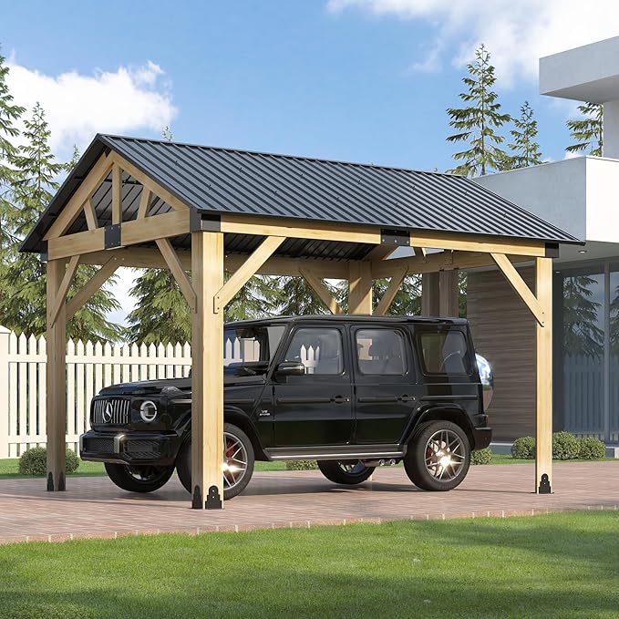 COVERONICS 10’x12’ Outdoor Wood Gazebo - Hardtop Patio Gazebos with Galvanized Steel Roof, Cedar Wooden Gazebo for Garden, Porch, Patio and Deck