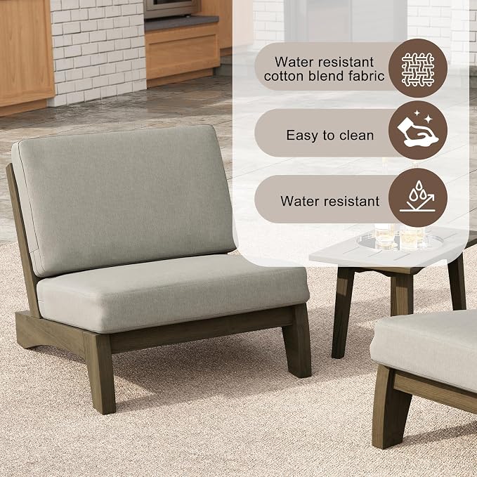 3 Pieces Patio Furniture Sets, All-Weather Outdoor Wood Bistro Set Patio Conversation Side Table Chiars for Balcony, Backyard