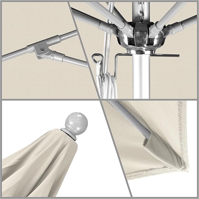 California Umbrella 11' Rd. Venture Series Contract Grade Patio Umbrella, Pulley Open, Silver Finish, Antique Beige Olefin