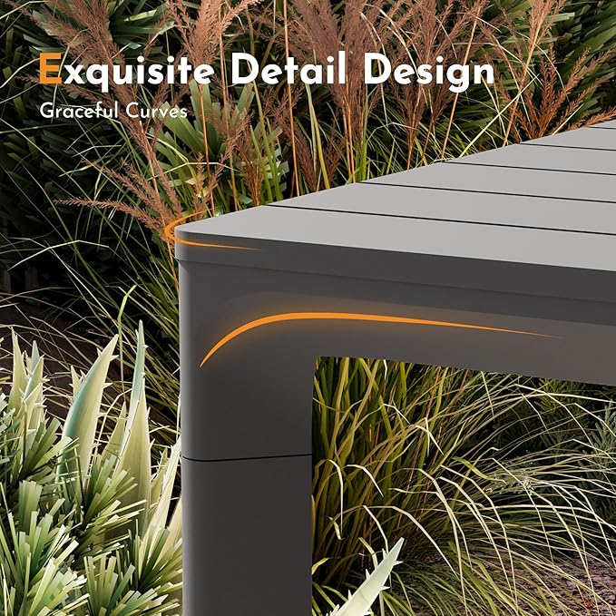 Modern Shade Cavo 79" All-Aluminum Outdoor Patio Dining Table, Minimalist Aluminum Patio Table with Elegant Easy-Clean Surface, Weather-Resistant Outdoor Dining Table for Garden, Indoor, Gray