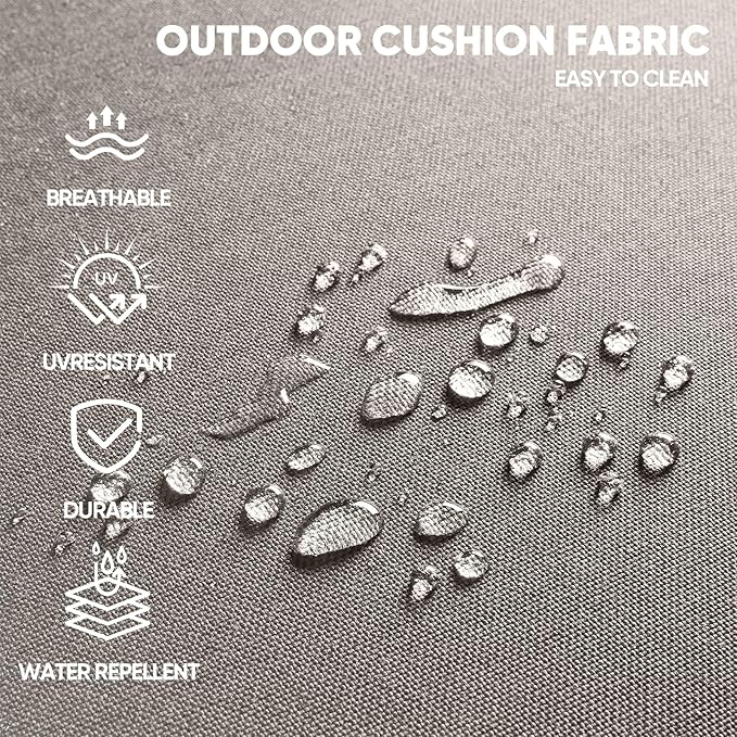 Swivel Patio Chairs sofa Set of 6 - 6" Thick Cushion - Wicker Outdoor Swivel Rocker Patio Chair ,Sofa/Glass coffee table, High Back Comfortable Outdoor Glider Chairs - Grey Wicker | Grey Cushions