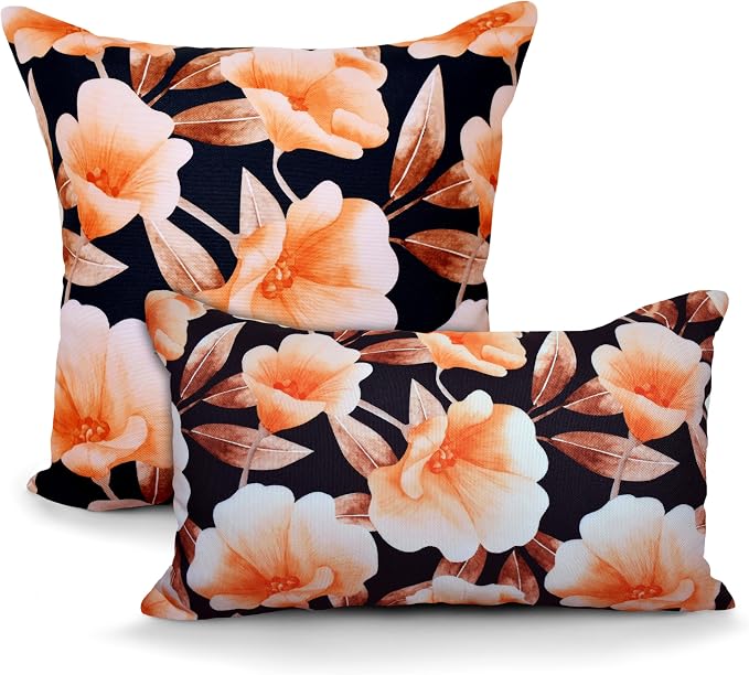 COZY TRENDS Decorative Indoor Outdoor Waterproof Throw Pillows with Inserts - Stylish Comfort for Your Patio Furniture, Garden Chairs, or Indoor Décor (18''X18'', Black)
