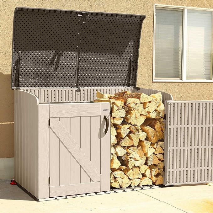 LIFETIME Large Horizontal Outdoor Deck Storage Box, Lockable Spring-Hinge Lid, 561 Gallon Capacity