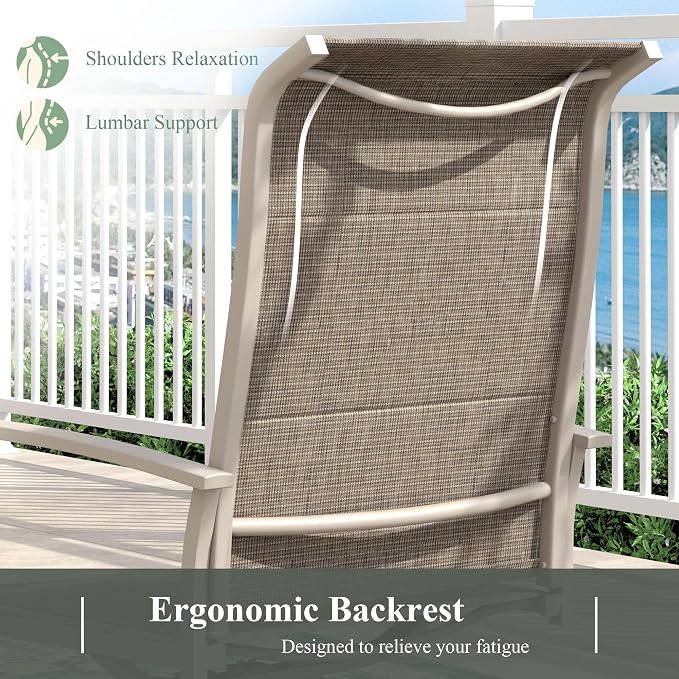 Outdoor Dining Set for 8, 60.1" Outdoor Dining Table with Umbrella Hole and Padded Textilene Patio Swivel Chairs, 9 Pieces Patio Table and Chairs Set for Garden Backyard, Sandshell
