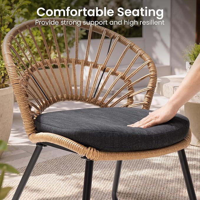 9 Piece Aluminum Square Outdoor Dining Set with Rattan Patio Chairs | 56.9" Large Patio Dining Table with Umbrella Hole, 8 Shell Shaped Rattan Patio Chairs with Black Cushions for Garden Deck